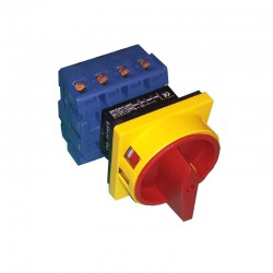 Interruptor seccionador 4 polos 40A mando amarillo-rojo