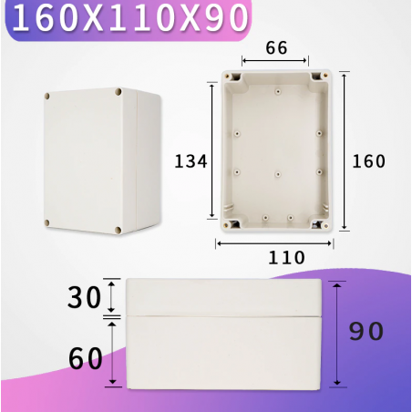 Caja de plástico 160x110x90mm Lisa